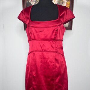 Laundry Sheath A-Line Dress Women's 10 Square Neck Cap Sleeve Red Party Work